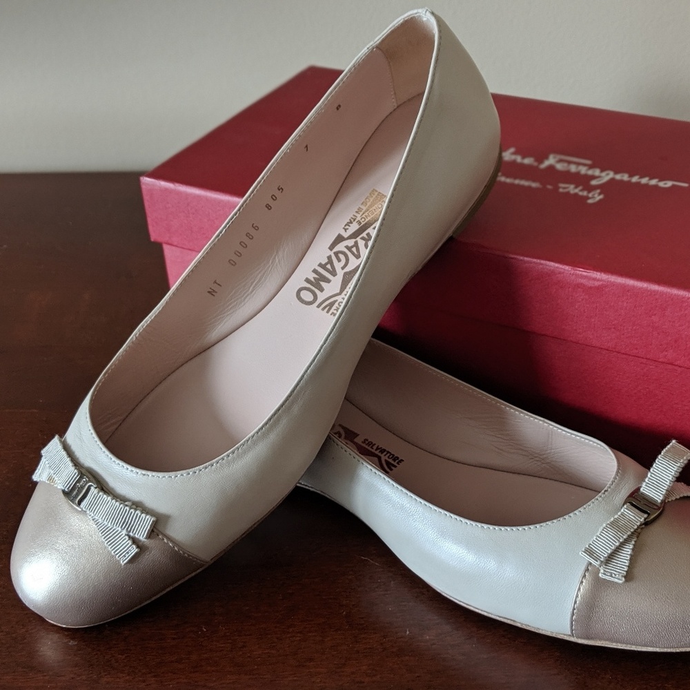 Golden Ferragamo flats